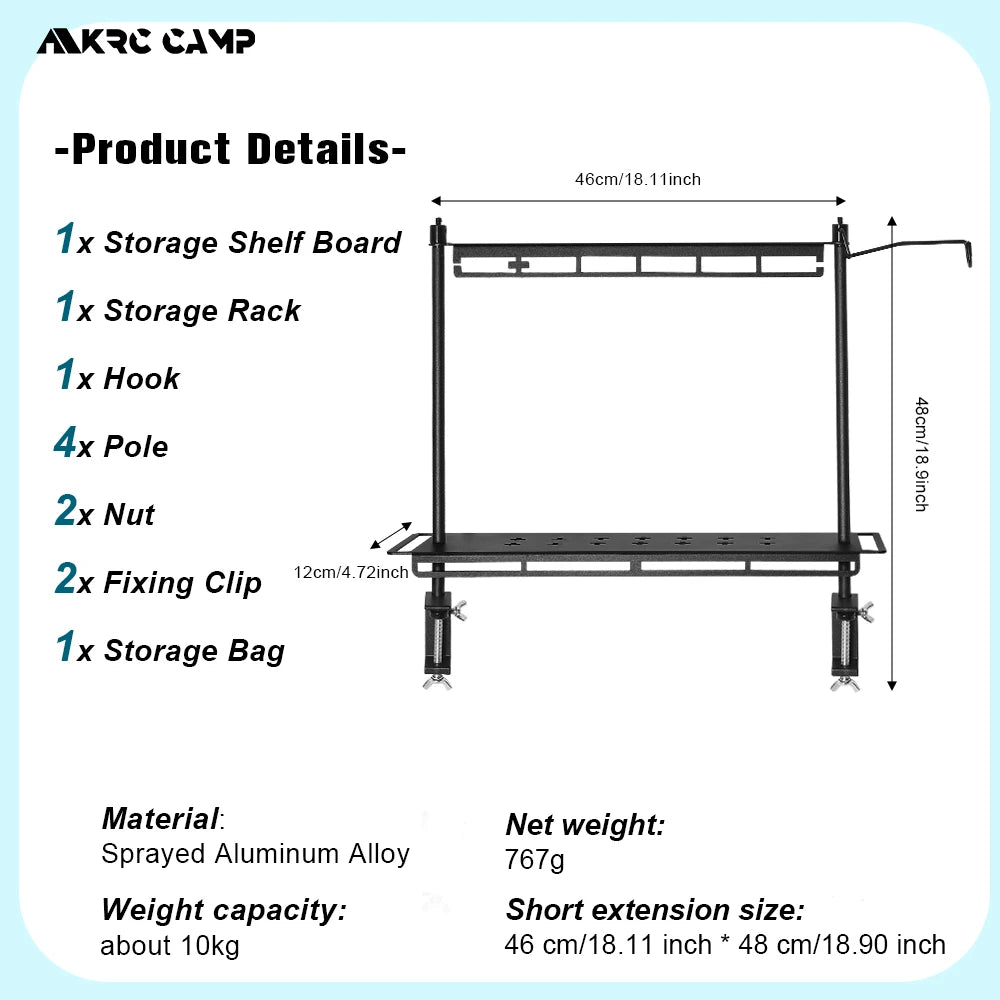 Lightweight Camping Storage Shelf